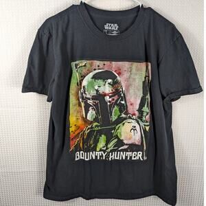 Star Wars Boba Fett Bounty Hunter T-Shirt L Black Graphic Tee Mandalorian